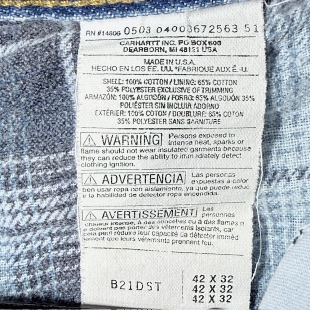 Carhartt Men's Light Wash Denim Jeans Relaxed Fit Size 42x32 - Picture 6 of 13